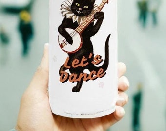 Cat Lover Water Bottle Let's Dance  - 17oz Stainless Steel Hydration Flask - Leak-Proof & Insulated Gift