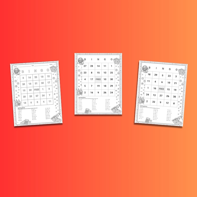 Math Bingo for Kids | Printable Math Game | Digital Download | PDF ...