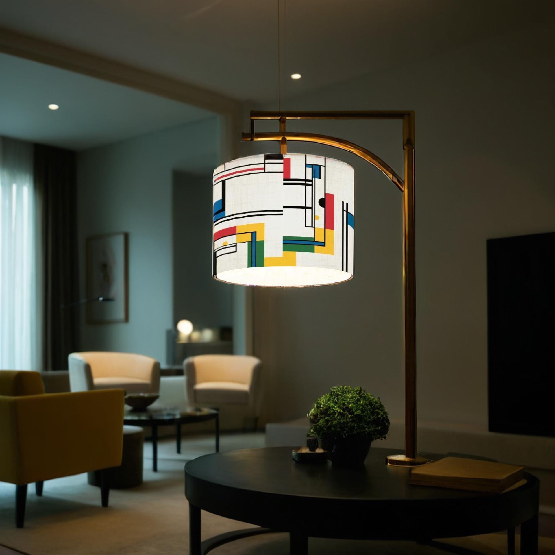 Bauhaus Arc Floor Lamp Shade: Colorful Geometric Design (made in USA ...