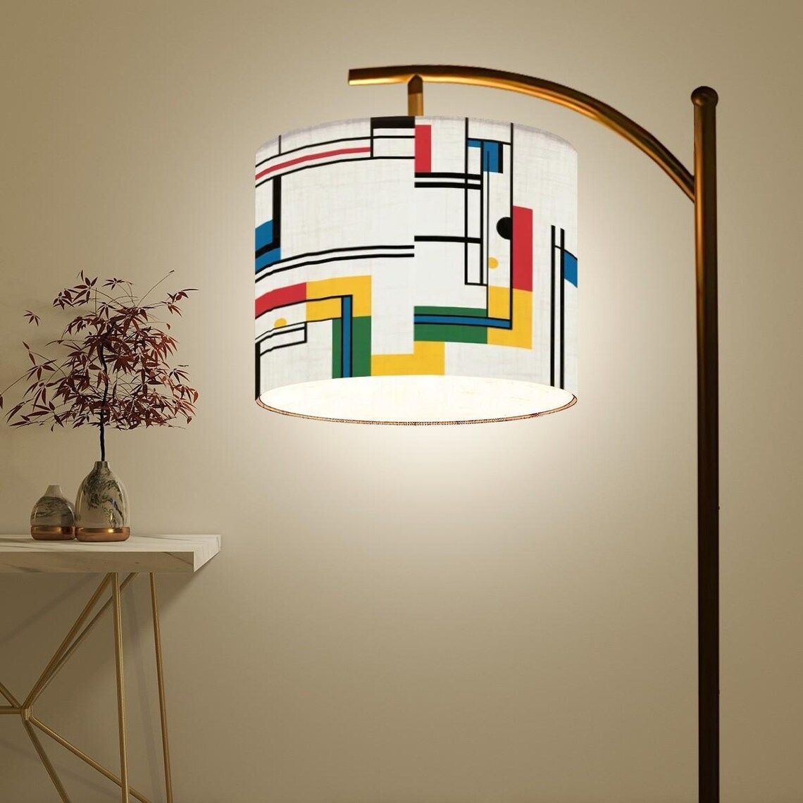 Bauhaus Arc Floor Lamp Shade: Colorful Geometric Design (made in USA ...