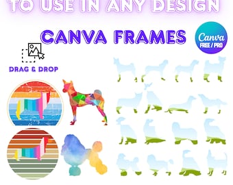 Dog Digital Canva Frames with Bonus Shapes Included