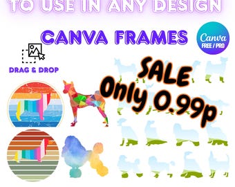 Dog Digital Canva Frames with Bonus Shapes Included