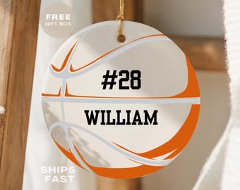 Basketball Ornament, Custom Basketball Gift, Basketball Player Gift Basketball Boy Christmas Ornament, Sports Team Ornament Basketball Coach