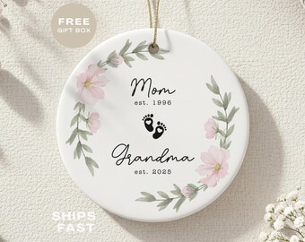 Personalized Mom to Grandma Christmas Ornament Gift for New Grandma Keepsake Custom Grandma Announcement Pregnancy Reveal Grandma to Be Gift