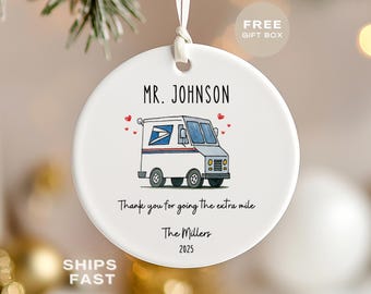 Personalized Mail Carrier Ornament, Custom Name Ornament for Mailman Gift, Thank You Gift for Postal Worker, Postman Appreciation Keepsake