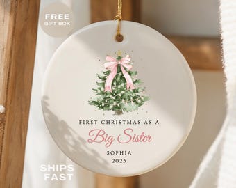 Promoted to Big Sister Ornament, First Christmas as Big Sister Keepsake, Sibling Christmas Ornament New Sister Gift Big Sister Little Sister