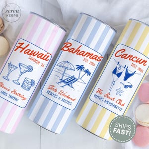 Custom Girls Trip Tumbler, Personalized Vacation Tumbler, Custom Name Tumbler, Beach Trip Matching Gift, Travel Tumbler, Stainless Steel Cup