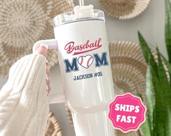 Baseball Mom Tumbler, Personalized Baseball Mom Gift, Custom Baseball Mom Travel Mug, Baseball Mama, Baseball Lover Gift, Team Sports Mom