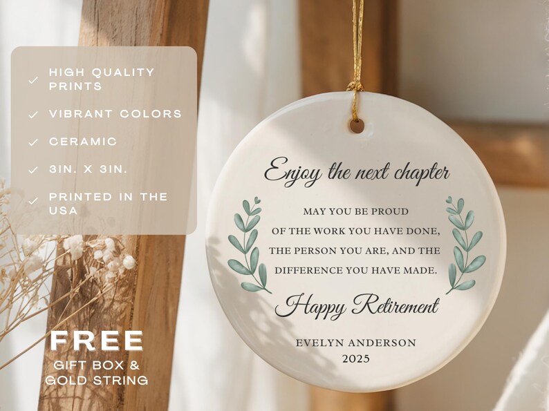 Personalized Retired Ornament, Custom Retire Gift for Coworker Retiring, Happy Retirement Gift Retired Gift for Her Friend Retired Keepsake image 3