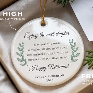 Personalized Retired Ornament, Custom Retire Gift for Coworker Retiring, Happy Retirement Gift Retired Gift for Her Friend Retired Keepsake image 5