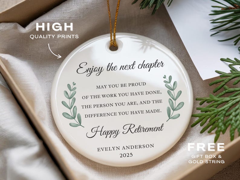 Personalized Retired Ornament, Custom Retire Gift for Coworker Retiring, Happy Retirement Gift Retired Gift for Her Friend Retired Keepsake image 5