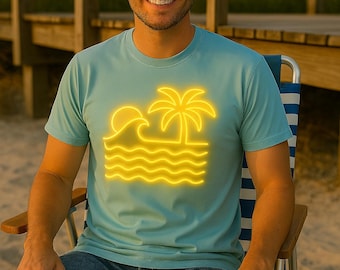 Tropical Sunset T-Shirt - Beach Vibes, Summer, Vacation Wear, Casual Style, Unisex Softstyle Tee, Perfect Gift