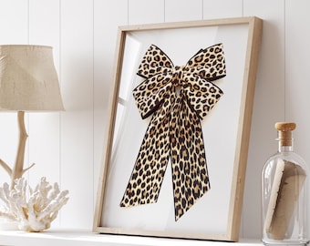 Coquette Bow Cheetah Print Wall Art Print Print Luxury Leopard Home Decor Printable Wall Art Digital Download Leopard Luxury Animal Print