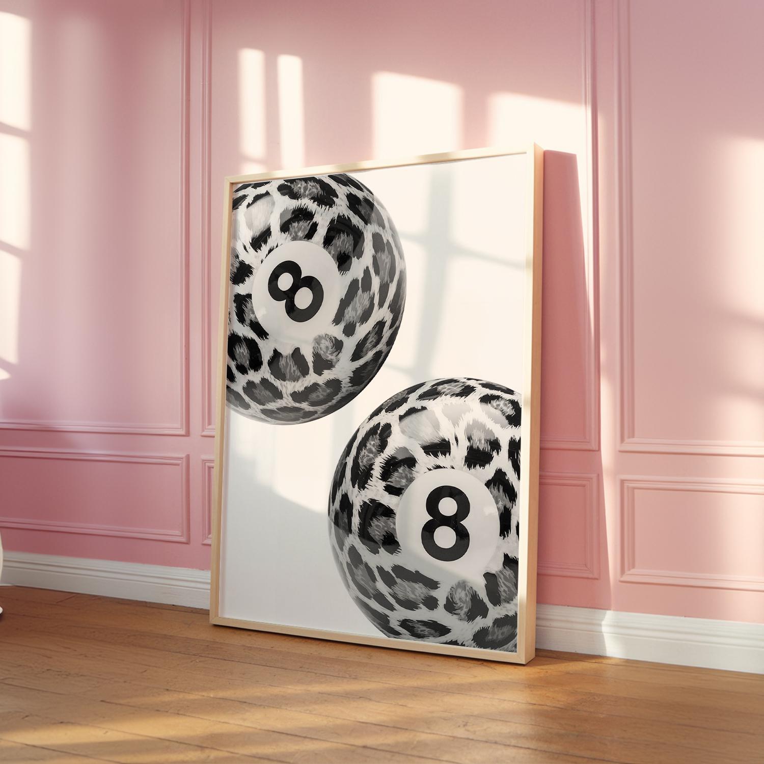 Canvas print, luipaard patroon, roze, gepard, trendy afbeeldingen, sjiek, luxe, Y2K, trendy posters voor tieners, meisjes, studentenkamer, zonder lijst, 30 x 40 cm, 4 stuks