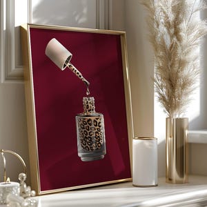 Leopard Nail Polish Print: Burgundy Beauty Salon Wall Art (Digital Download PNG Files)