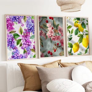 Watercolor Botanical Prints: Set of 3, Floral Wall Art (Digital Download)