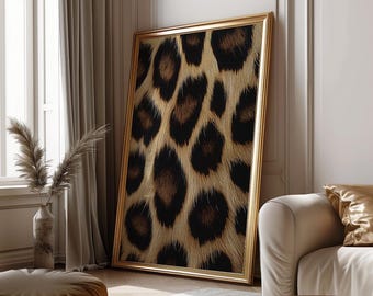 Leopard Wall Art, Leopard Pattern Poster, Preppy Typography Above Bed Bedroom Wall Decor, Aesthetic Trendy Photography Wall Art Print