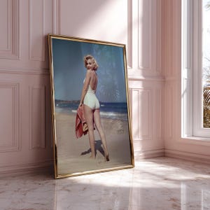 Marilyn Monroe på stranden-poster, ikonisk popkulturväggdekoration, djärv vintage-attitydaffisch