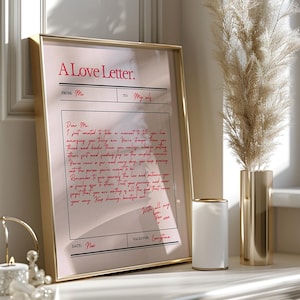Uma carta de amor, querida carta, querida carta, citação motivacional, pôster, pôster feminino rosa, arte de parede de dormitório moderno, impressão inspiradora