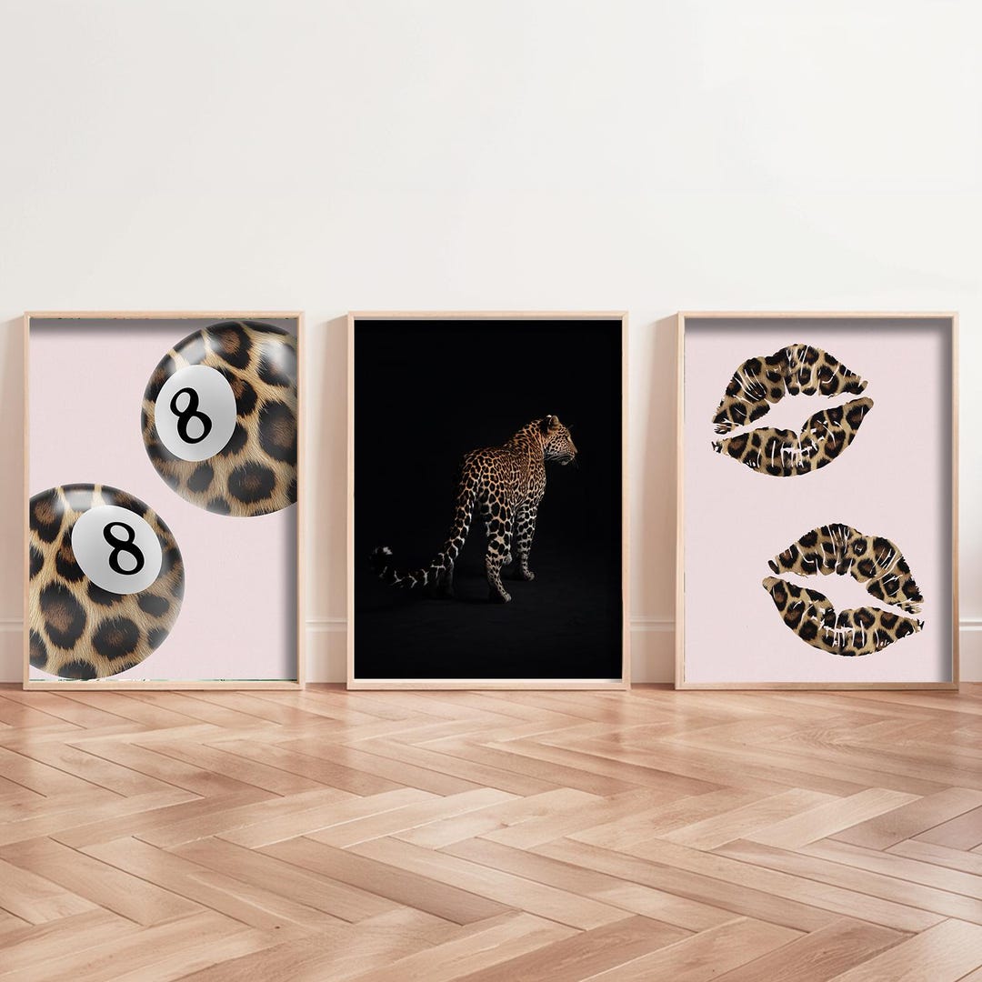 Black Luxury Leopard Wall Art Prints Set of 3 Wall Decor Leopard Print ...