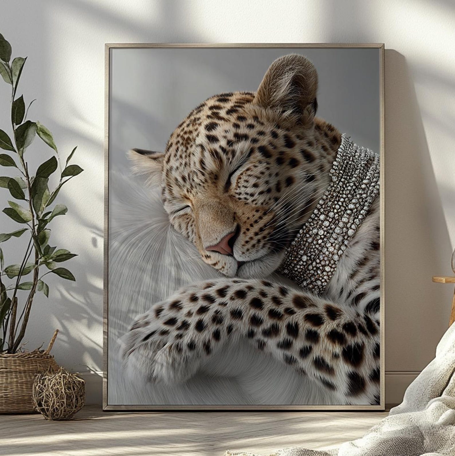 Sleepy Leopard Poster Cheetah Wall Art Maximalist Home Decor Modern Art ...