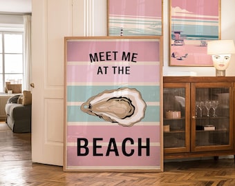 Meet Me At The Beach Set of 3 Pink Wall Art Pink Coastal Cowgirl Wall Art Beachy Room Decor Surf girl gifts Beach Dorm Decor Print PRINTABLE