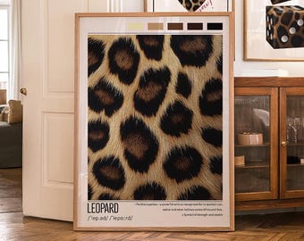 Leopard Wall Art Pattern Poster Preppy Typography Above Bed Bedroom Wall Decor Aesthetic Trendy Photography Definition Poster Animal Print