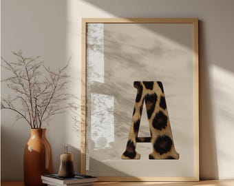 Custom Initial Wall Trendy Glitter Leopard Aesthetic Monogram Art Girl Chic Girly Dorm Decor Animal Wall Art Personalized Roommate Art