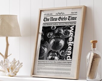 Silver Disco Ball Print Poster, Trendy Wall Art, Disco Art, Disco Ball Print, Printable Art, Retro Wall Decor, Trendy Retro, Printable Art