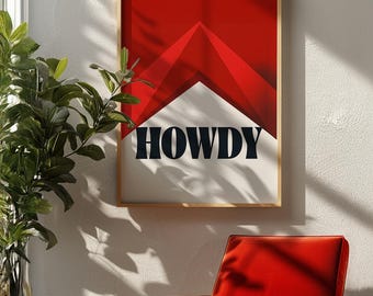 Howdy Western Wall Art: Retro Cowboy Decor (Printable Digital Download