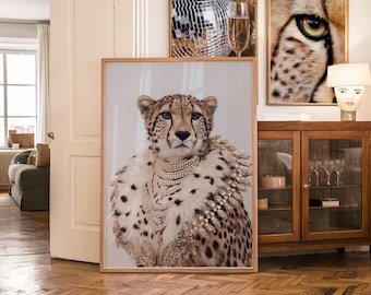 Cheetah Queen Wall Art Print Print Luxury Leopard Home Decor Printable Wall Art Digital Download Leopard Luxury Wall Art Animal Print