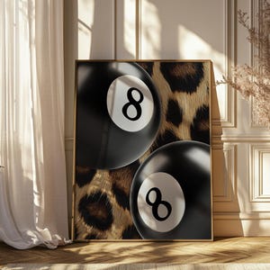 Leopard Cheetah 8 Ball Print: Trendy Y2K Wall Art (Digital Download)