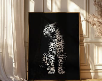Black and White Leopard Wall Art Cheetah Print Trendy Wall Gallery Preppy Cheetah Print Poster Digital Download Lucky Girl Poster Luxury Art