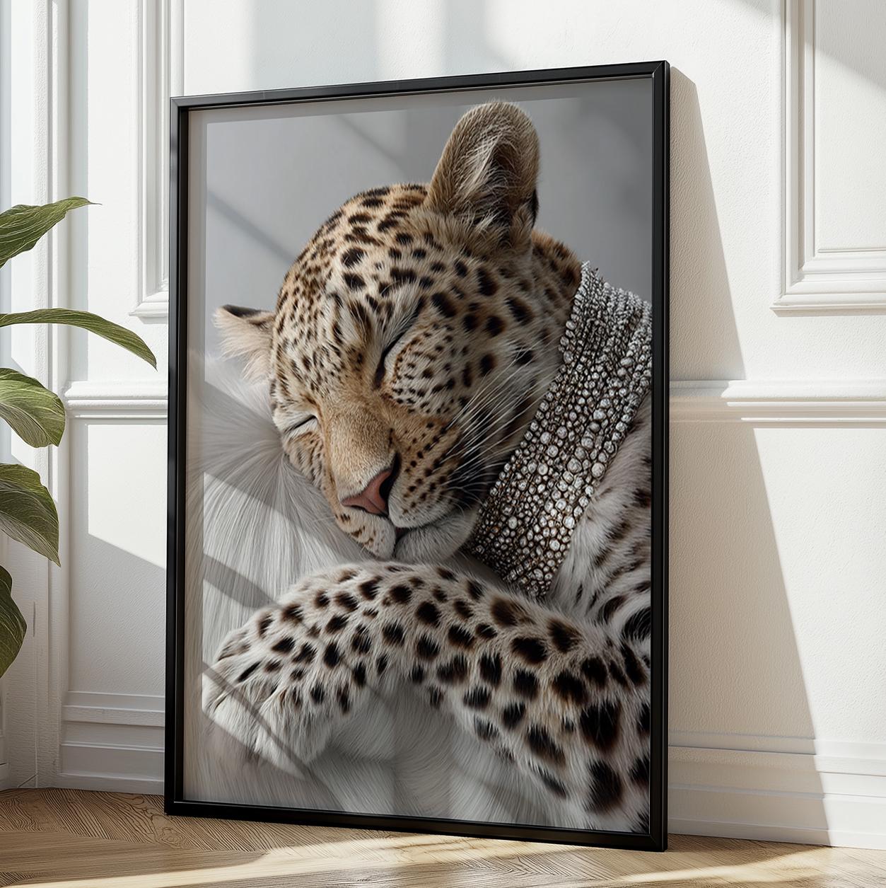 Sleepy Leopard Poster Cheetah Wall Art Maximalist Home Decor Modern Art ...