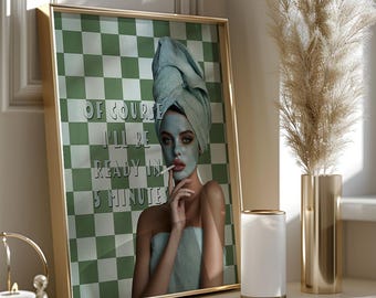 Sage Green Bathroom Art: Retro Dressing Room Print (Digital Download)