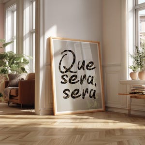 Que Sera, Sera Leopard gray-beige Prints Quotes Print Preppy Apartment Decor Lucky Poster Above Bed Art Cheetah Wall Art Animal Print