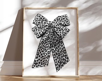 Coquette Bow Cheetah Print Wall Art Print Print Luxury Leopard Home Decor Printable Wall Art Digital Download Leopard Luxury Animal Print