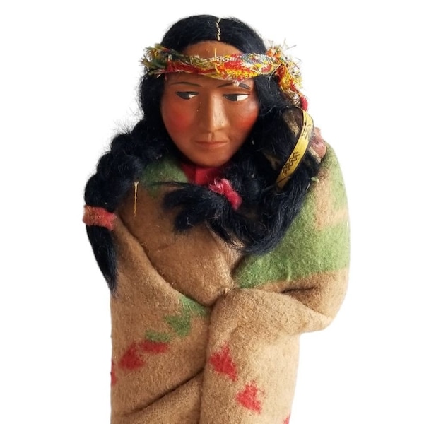Native American Indian Skookum Doll Antique Vintage Blanket Papoose Baby Figure, Vintage Doll, Native American Doll