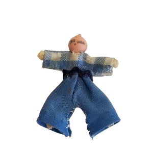Dollhouse Accessory Person Figure Blue Clothes Doll Toy Baby Vintage Miniature