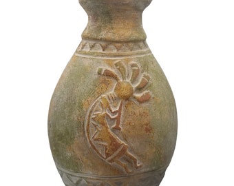 Vintage Kokopelli Primitive Clay Pot Cerámica De gres Jarra Jarra Urna Heavy Duty