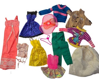 Vintage Barbie Doll Clothes Lot 1960s–1980s Mod Disco Formal Casual Outfits Ken