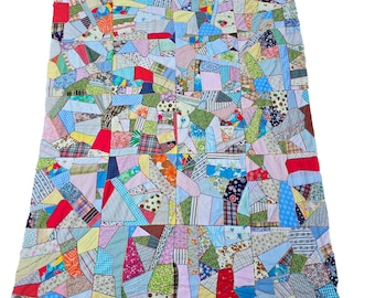 ヴィンテージクレイジーキルトスタイルの小さなキルトトッパー、30x30