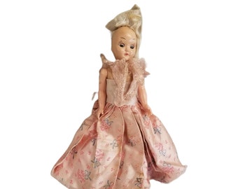 Vintage Fashion Doll Sleepy Eye Composition Dress Blonde Hair Pink Dress Old Toy