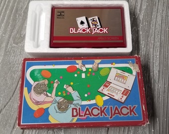 Vintage Nintendo Game and Watch Black Jack Handheld 1985 BJ-60 con caja y manual