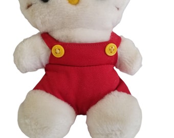 Vintage 1983 Hello Kitty Plush Red Overalls Child Guidance Sanrio