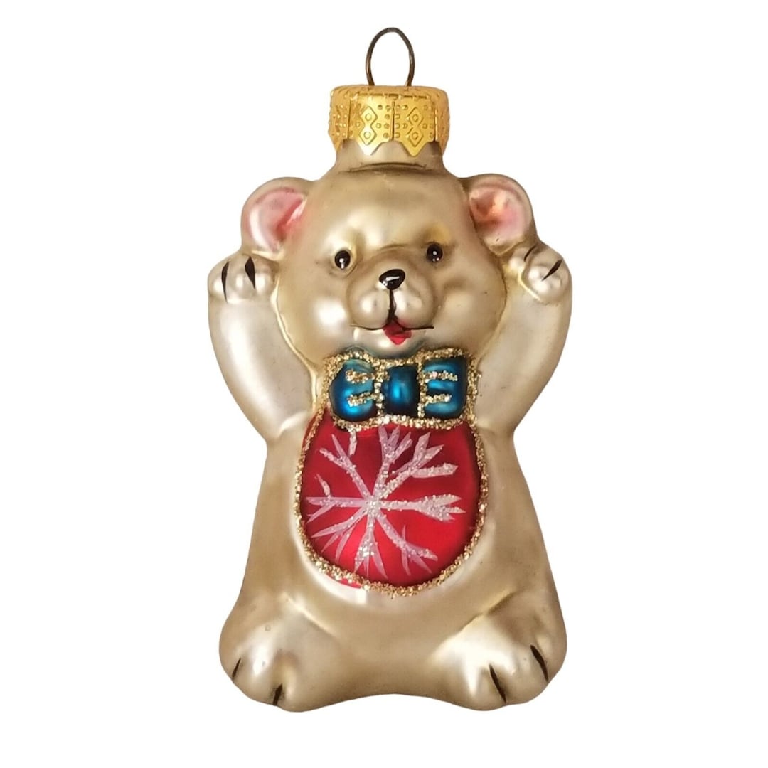 Christmas Ornament Hand Blown Glass Teddy Bear Thomas Pacconi Classics
