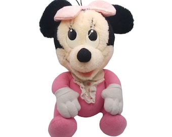 Vintage 1984 Playskool Minnie Mouse Plush, Disney Babies Stuffed Animal (8 inch)