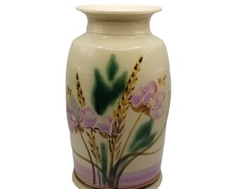 Jarrón de cerámica decorativa floral The Clay Works Heavy Duty Purple Flowers Iris, cerámica artística