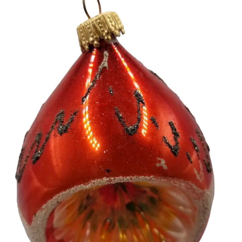 Vintage German Ornament Christmas Glass Indent West Germany Mercury Red