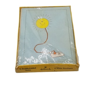 Cartes de correspondance vintage Hallmark 8 notes et enveloppes pliées en deux, Sunshine branchée, jeu de cartes de correspondance, jeu de cartes